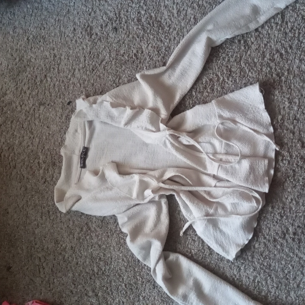 Beige Ruffle Crop Top